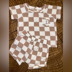 ‼️NWOT: Grayson Mini Checked Matching Short Set - 0-3M